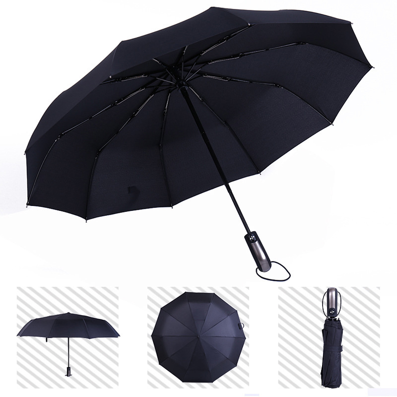 Wholesale parasol windproof fully automatic open umbrella 3 folding  wind rain student sun umbrella