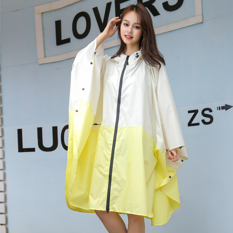 Poncho raincoat female adult fashion hiking long stylish waterproof backpack wave point poncho