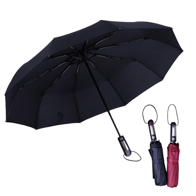 Wholesale parasol windproof fully automatic open umbrella 3 folding  wind rain student sun umbrella