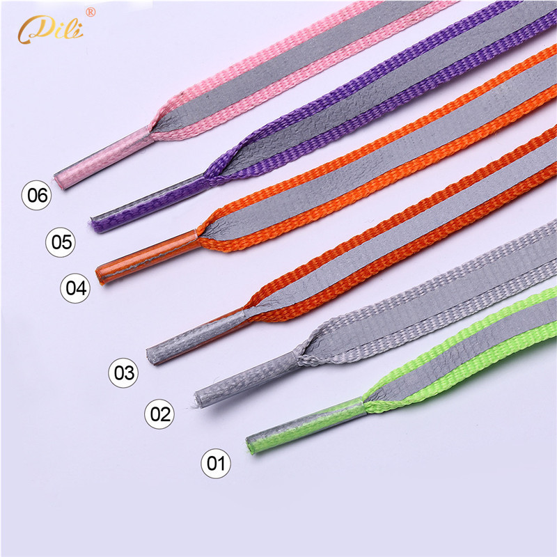 [6]  Wholesale 8mm Reflective Shoelace Flat Shoe laces Safty Shoe laces