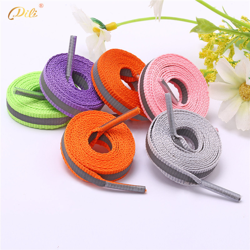 [6]  Wholesale 8mm Reflective Shoelace Flat Shoe laces Safty Shoe laces