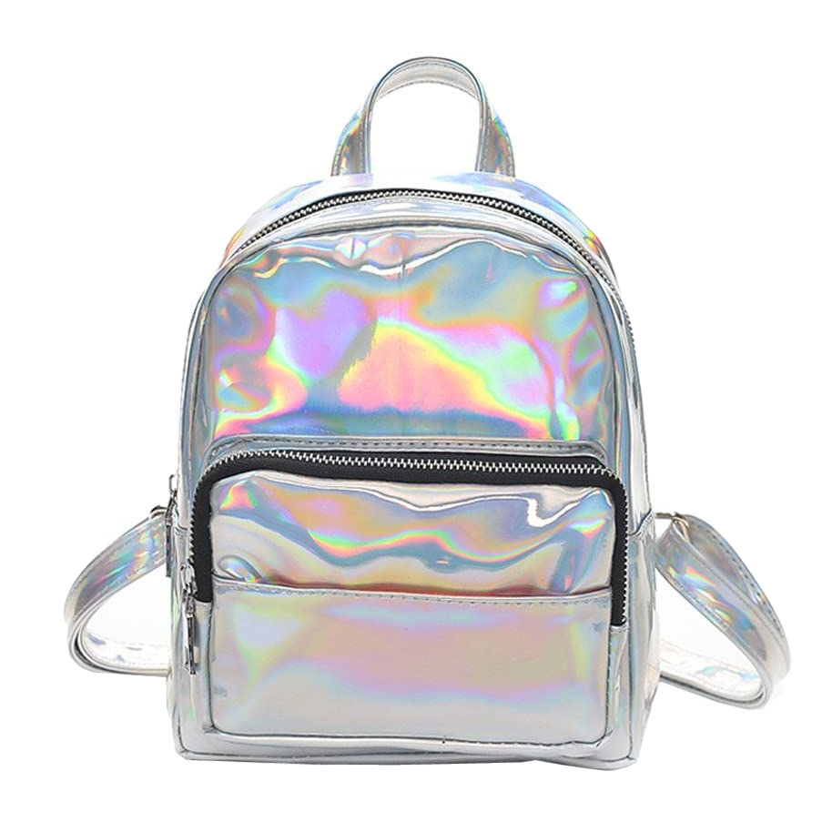 Women Iridescent Hologram Laser Backpack Rainbow Luminous Holographic Backpack