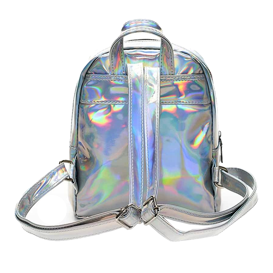 Women Iridescent Hologram Laser Backpack Rainbow Luminous Holographic Backpack