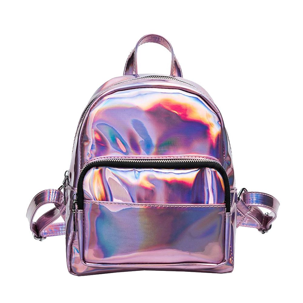 Women Iridescent Hologram Laser Backpack Rainbow Luminous Holographic Backpack