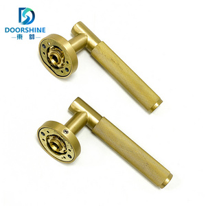 Gold Door Locks Handle Bedroom Brass Aluminium Zinc Plate Door Handle with Lock Body Cylinder Mortise Door Lock Set