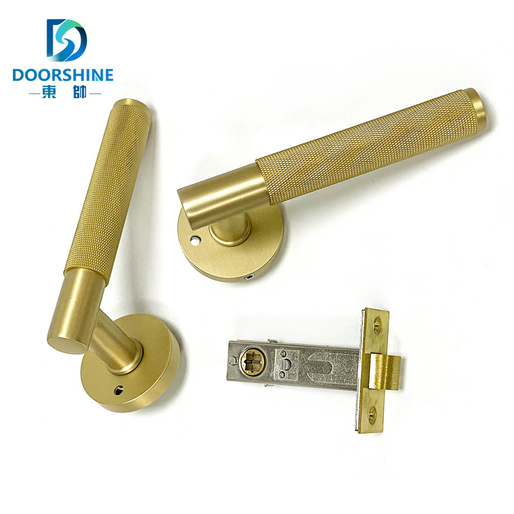 Gold Door Locks Handle Bedroom Brass Aluminium Zinc Plate Door Handle with Lock Body Cylinder Mortise Door Lock Set