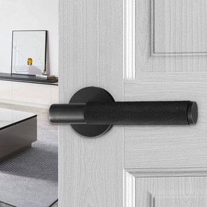 Left open Luxury Passage Matt Black door knob Solid Brass Wholesale  Accessories Lever Security knurled Locks Handle