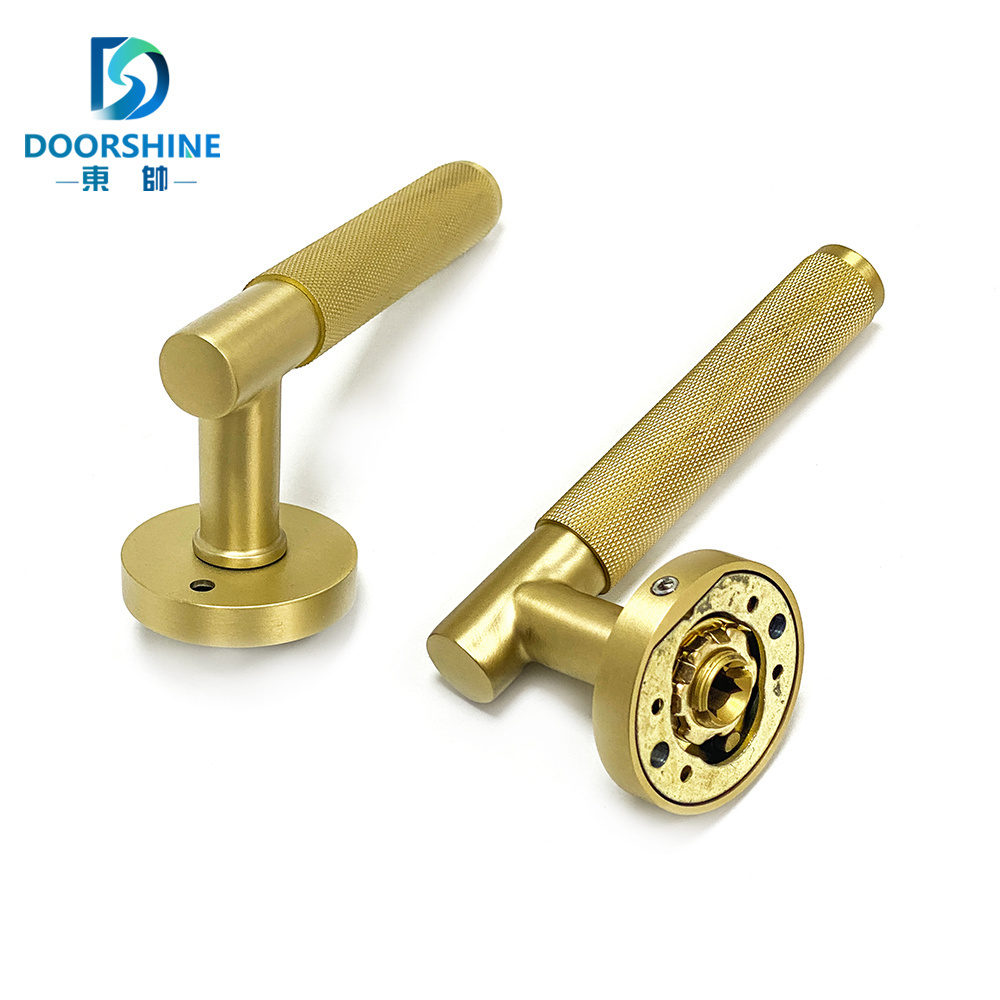 Gold Door Locks Handle Bedroom Brass Aluminium Zinc Plate Door Handle with Lock Body Cylinder Mortise Door Lock Set