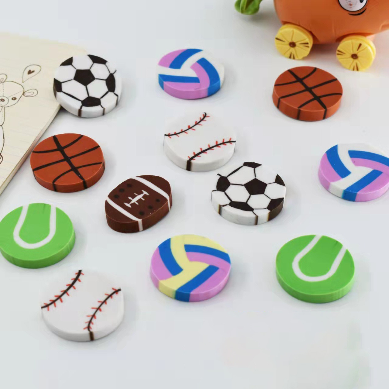 Cartoon Eraser Sports Ball Shape Sandwich Slice Eraser Clean Children's Products