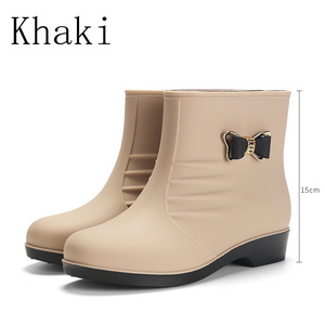 Waterproof Mature High Heel Fashion PVC Rain Boots Wholesale Black Horse Sex With Women Rain Boots