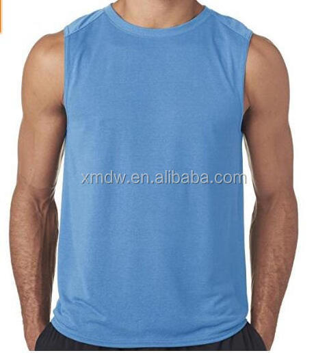 Mix Color Mens Moisture-wicking Muscle Tank Top Shirt Cotton Spandex Round Neck Curve Bottom Gym Tee Side Split Fitness  T Shirt