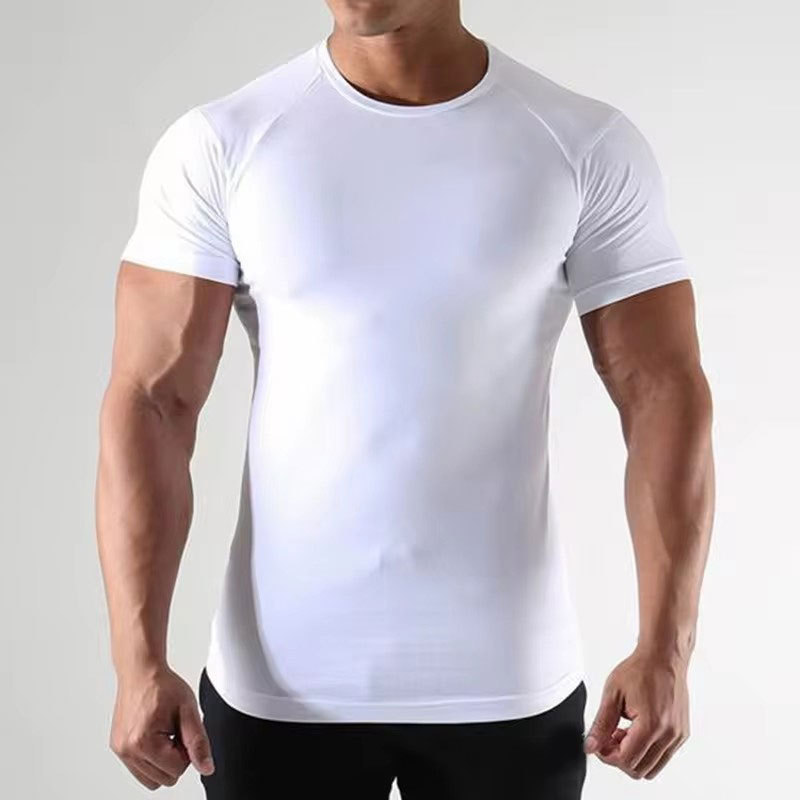 Wholesale Men Sport Clothes Compression Gym wear Quick Dry T shirts Custom Logo Gym Athletic Short Sleeve Shirt Top