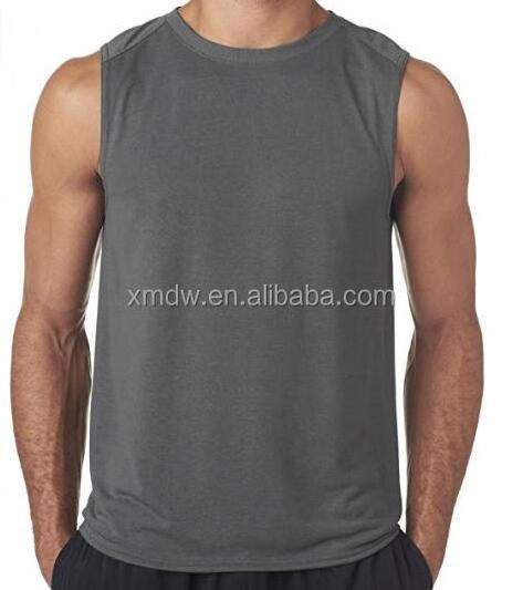 Mix Color Mens Moisture-wicking Muscle Tank Top Shirt Cotton Spandex Round Neck Curve Bottom Gym Tee Side Split Fitness  T Shirt