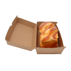 Custom Disposable Kraft Paper Fast Food Container Eco Friendly Biodegradable Bread Humberger Paper Boxes