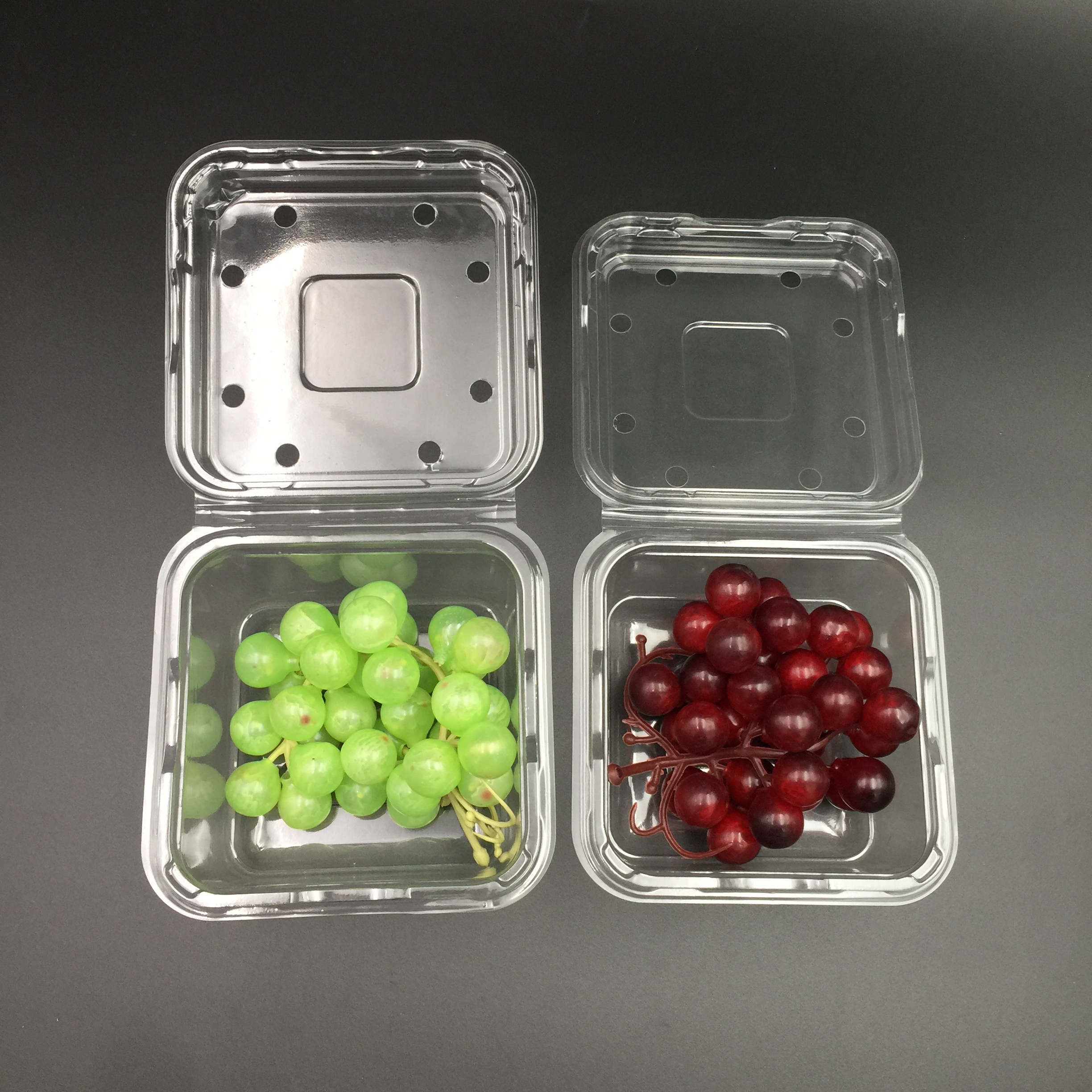 Customized Plastic Fruit Clamshell Packaging blackberry strawberry berry blueberry grape Punnets fruit container