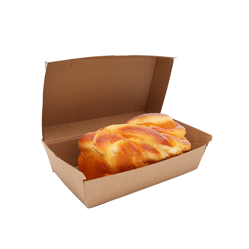 Custom Disposable Kraft Paper Fast Food Container Eco Friendly Biodegradable Bread Humberger Paper Boxes