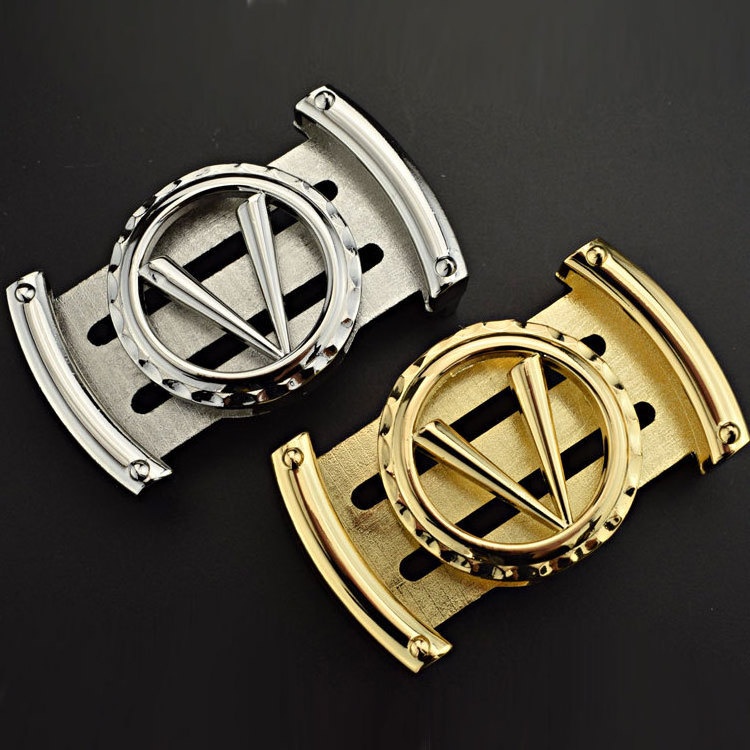 High quality customized zinc alloy inner size 34mm Letter V western name plate belt buckle