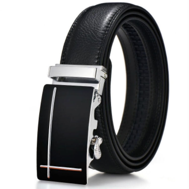 Nice style 3.5cm width cross easy clip removable autolock buckle genuine customized leather belt automatic