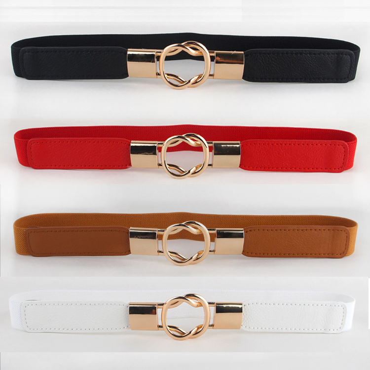 Lovely 2.5cm width zinc alloy two pieces joint buckle girls fashion elastic band waist belts