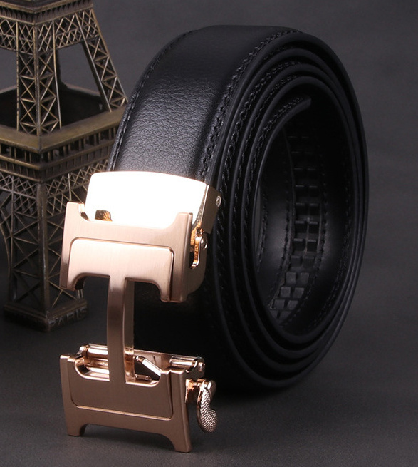 High quality personal 3.5cm width H shape easy clip removable automatic autolock buckle business leather belts for men