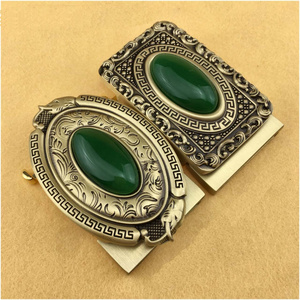 factory wholesale 35mm solid brass gemstone teeth automatic autolock belt buckle for women