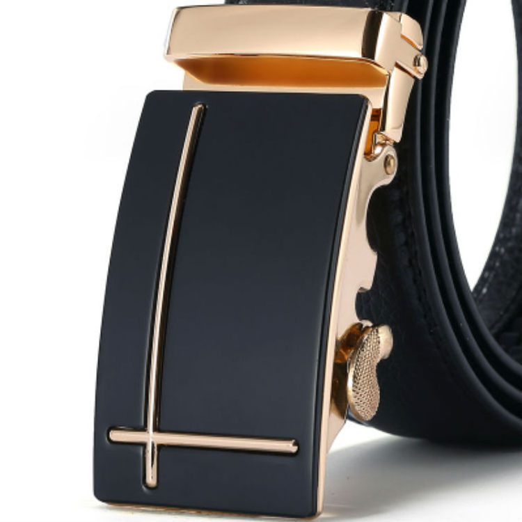 Nice style 3.5cm width cross easy clip removable autolock buckle genuine customized leather belt automatic