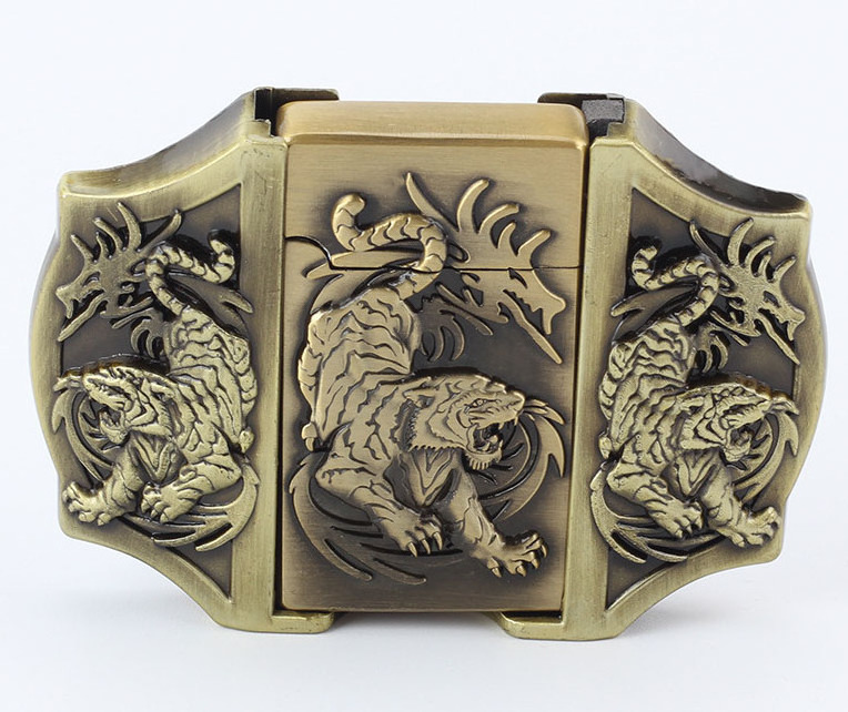 40mm 3D tiger firelighter western name plate belt buckles,custom fire lighter belt buckles