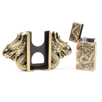 Western FIRELIGHTER belt buckles,40mm dragon head logo lighter western name plate belt buckles