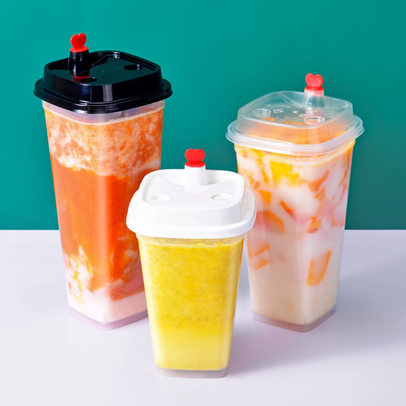 Hot Sale Disposable Clear Lemonade Cups 600ml Fruit Milk Boba Bubble Tea Juice Plastic Cups Containers With Lids