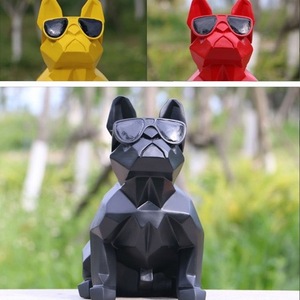 Custom color home decoration geometric french bulldog resin, modern animal figurine abstract french bulldog sculpture