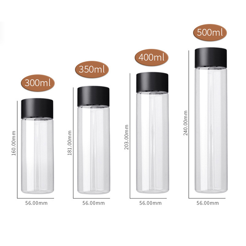 Custom 300ml 350ml 400ml 500ml voss mineral water PET plastic bottle juice bottle with plastic cap