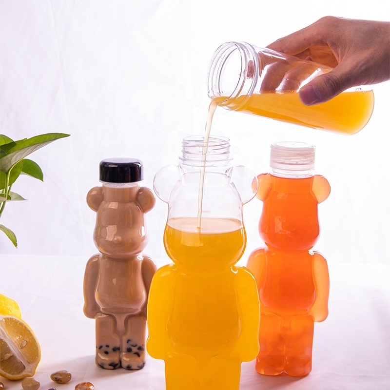 Cute Little Teddy  Bear Bottle Plastic PET Drinking Honey Bottle Beverage juice bottle