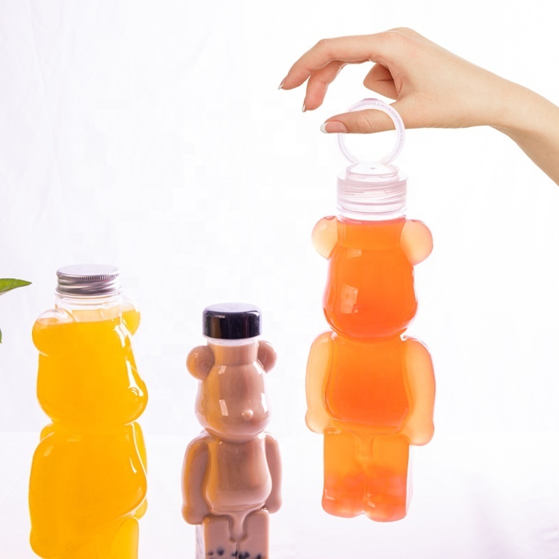 Cute Little Teddy  Bear Bottle Plastic PET Drinking Honey Bottle Beverage juice bottle