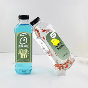 PET Bottle 1 Liter PET Plastic Water Bottle with Aluminum Caps Pet Plastic Smoothies Beverage Containers 1000ml Juice Bottle