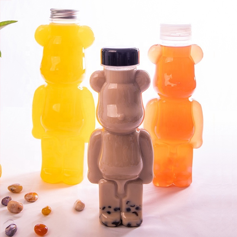 Cute Little Teddy  Bear Bottle Plastic PET Drinking Honey Bottle Beverage juice bottle