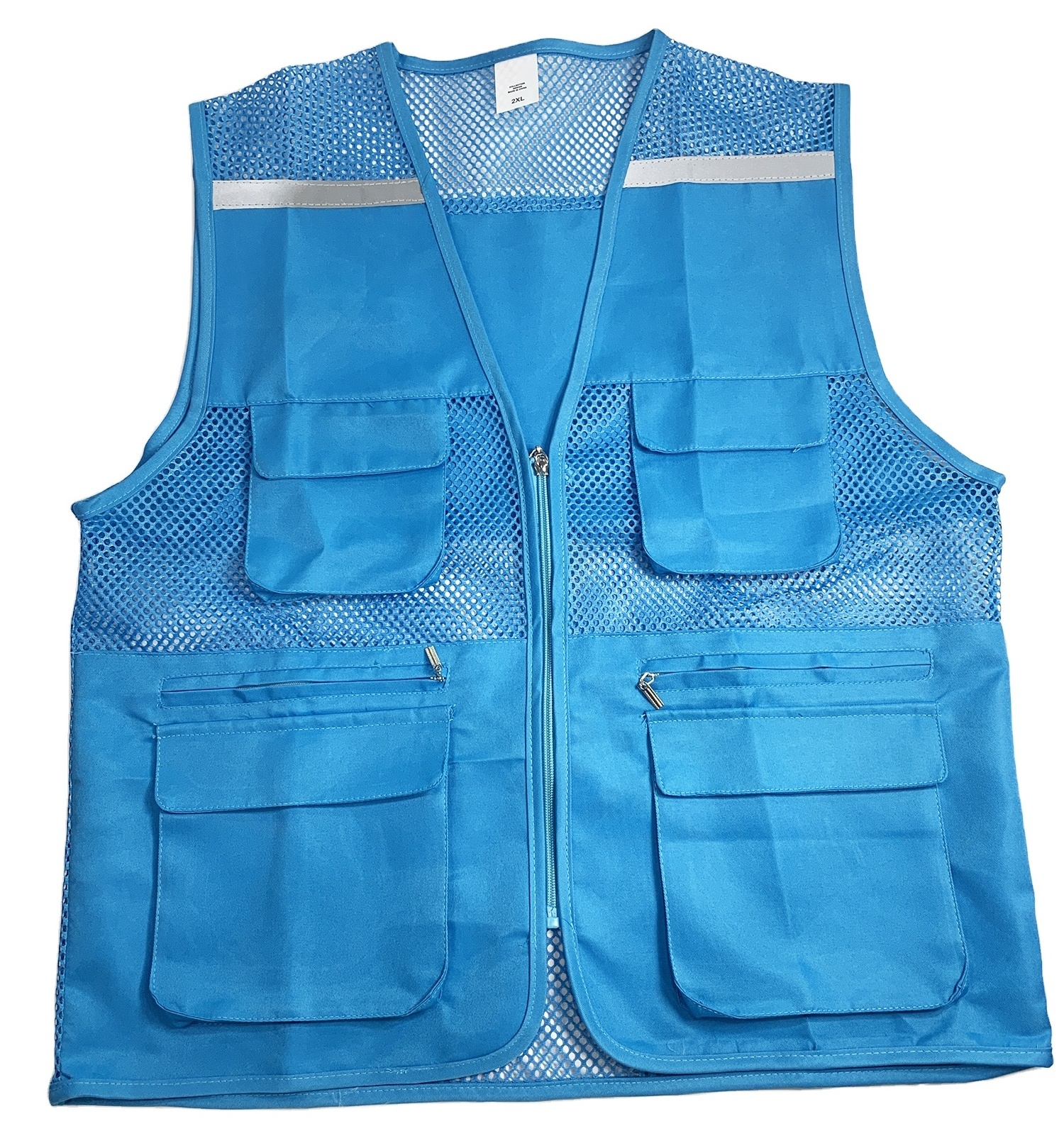 Unisex Mesh Breathable Reflective Vest with Zipper Plus Size Safety Uniform Vest Waistcoat Reflective Jacket for Adults