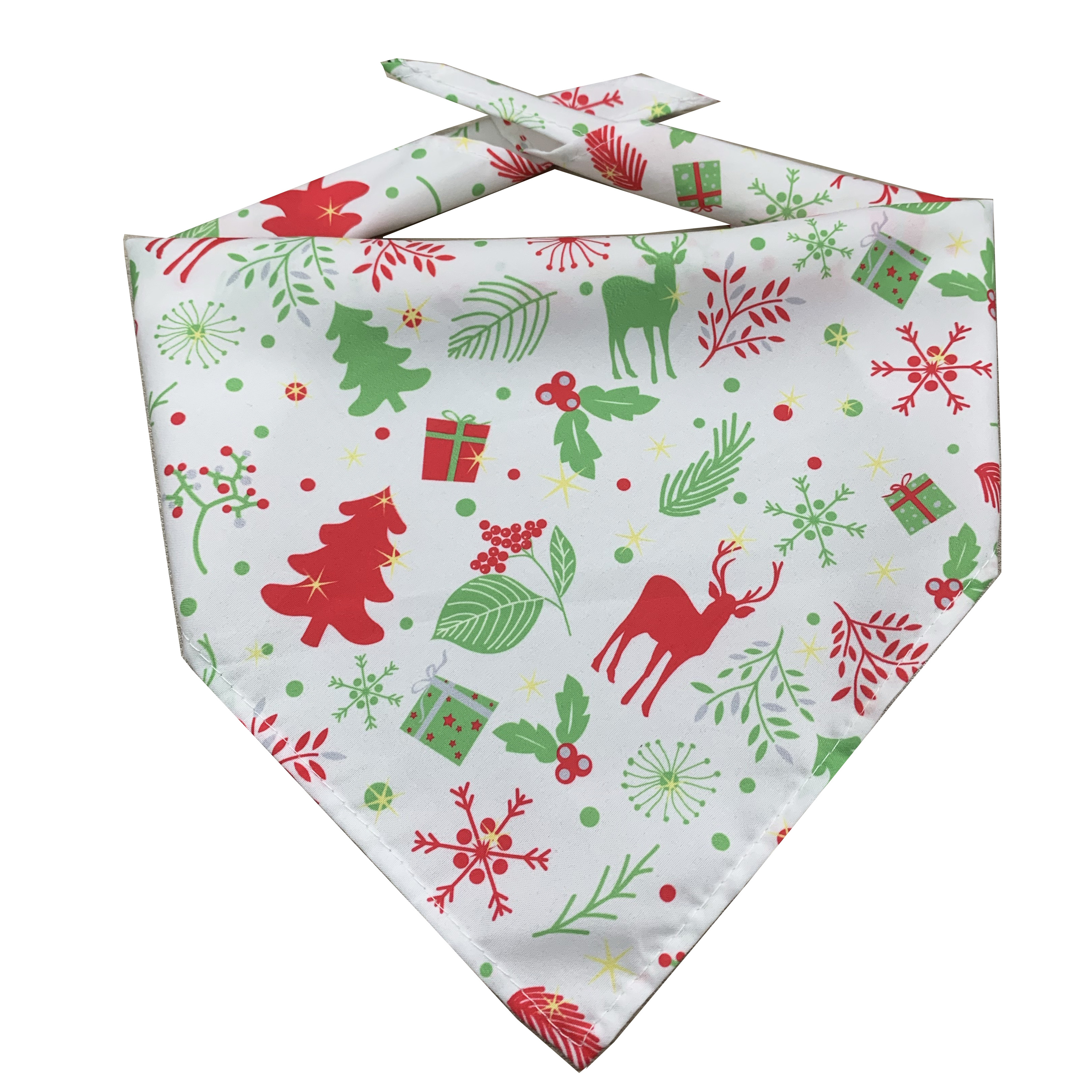 Christmas Dog Triangle Bandanas Pet Plaid Bibs Washable Santa Claus Bandanas