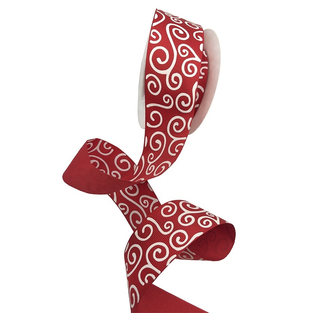 Popular glowing in the dark Ink Printed Christmas Ribbon Grosgrain ribbon