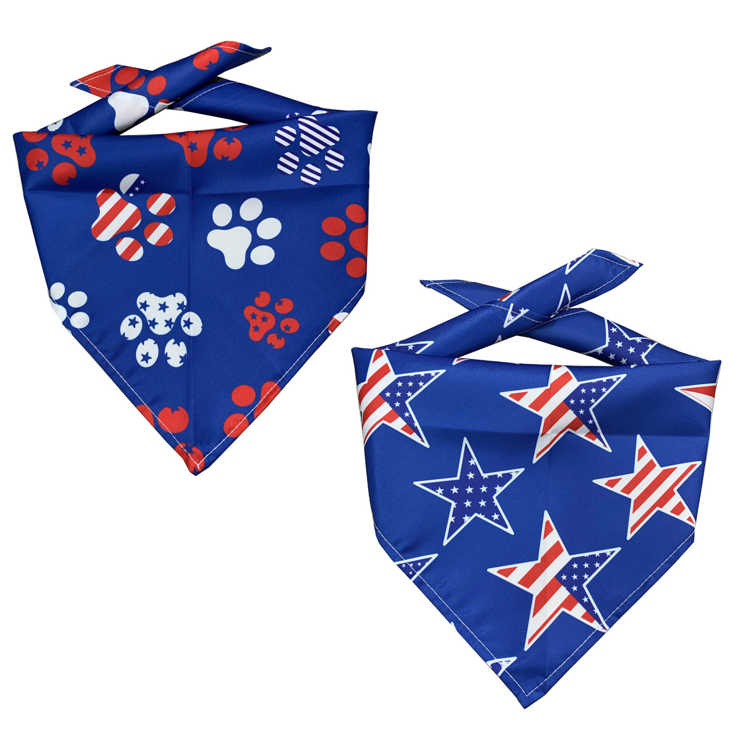 Flag Pet Bandana Breathable Printed Triangle Scarf Adjustable Dog Headwear Red White Blue Pet Accessories for Cats Dogs Pets