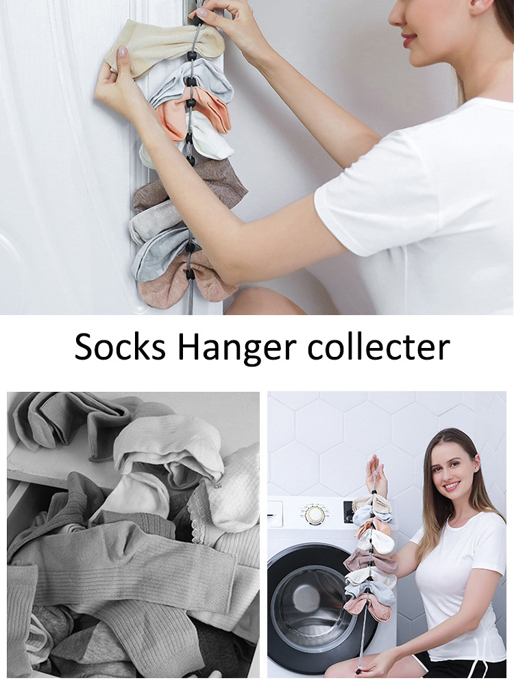 Sock Laundry Storage Hanger Closet Organizer Adjustable elastic Clothesline Rope Clothes Hanging Drying string