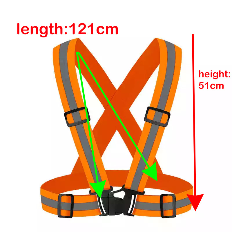 Customizable Logo One size High Visibility Reflective Vest Strap Adjustable Safety Vest for Outdoor 2pcs