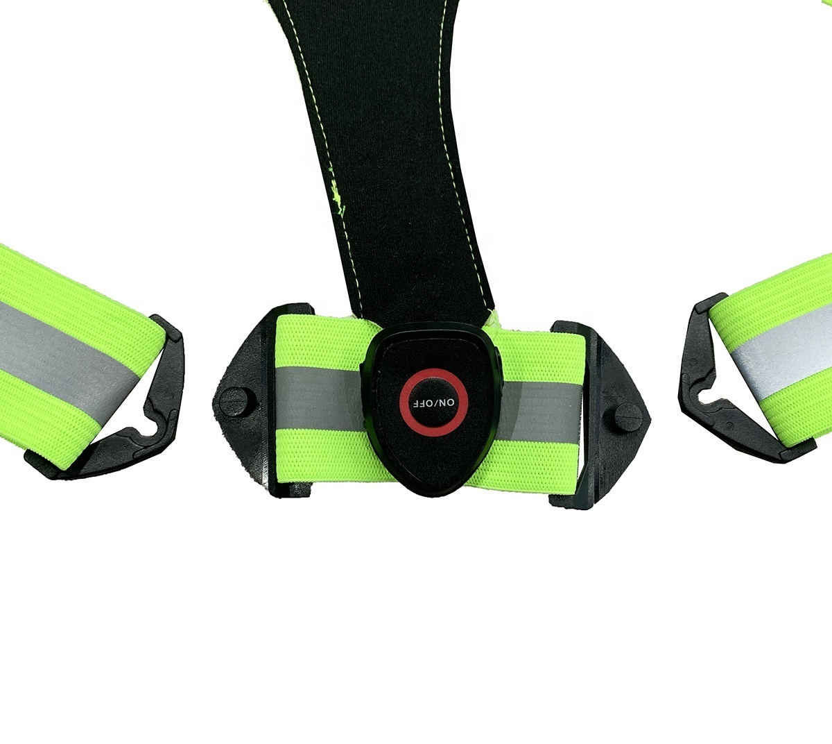 USB Rechargeable High Visibility Gear LED Reflective Vest with Adjustable Waist/Shoulder for Outdoors