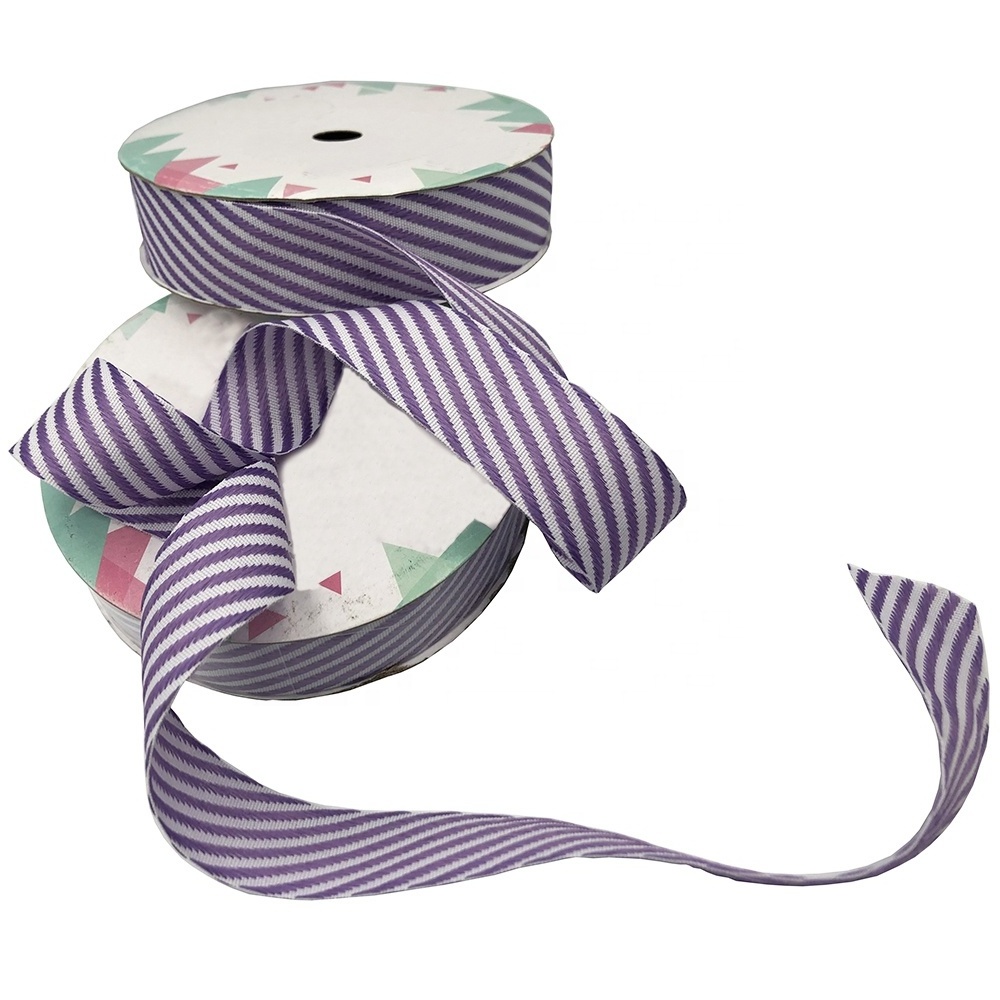 high quality imported materials jacquard ribbon two colors double faced twill bias ribbon