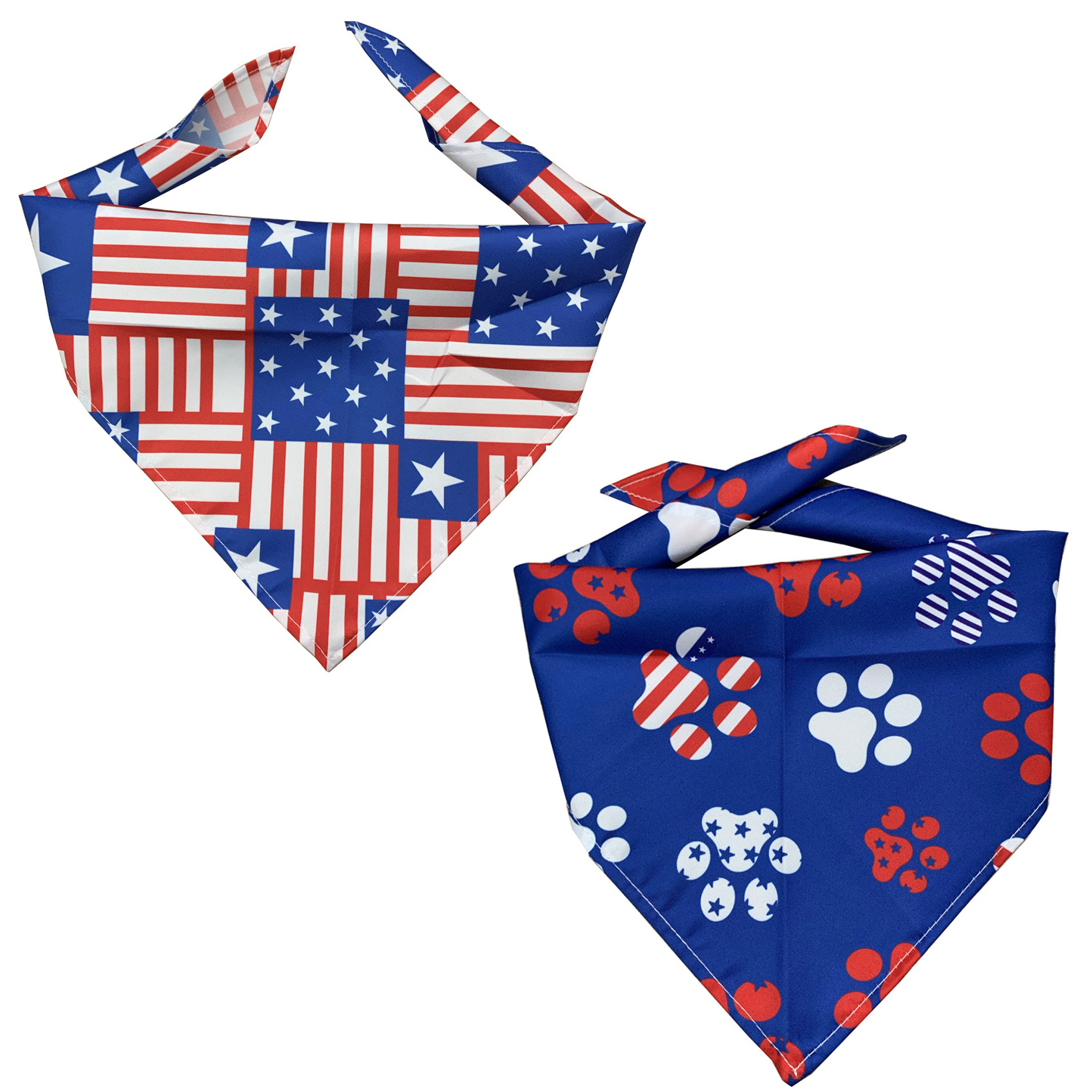 Flag Pet Bandana Breathable Printed Triangle Scarf Adjustable Dog Headwear Red White Blue Pet Accessories for Cats Dogs Pets