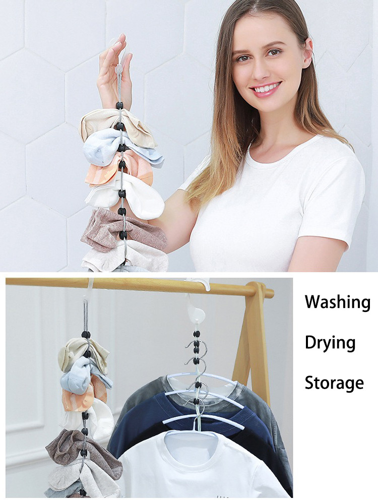 Sock Laundry Storage Hanger Closet Organizer Adjustable elastic Clothesline Rope Clothes Hanging Drying string