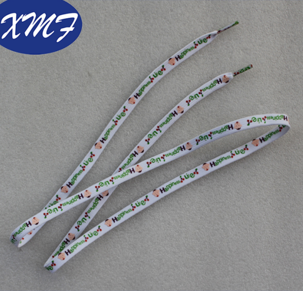 flat double sides cartoon printed shoelaces/silk screen printing shoe laces