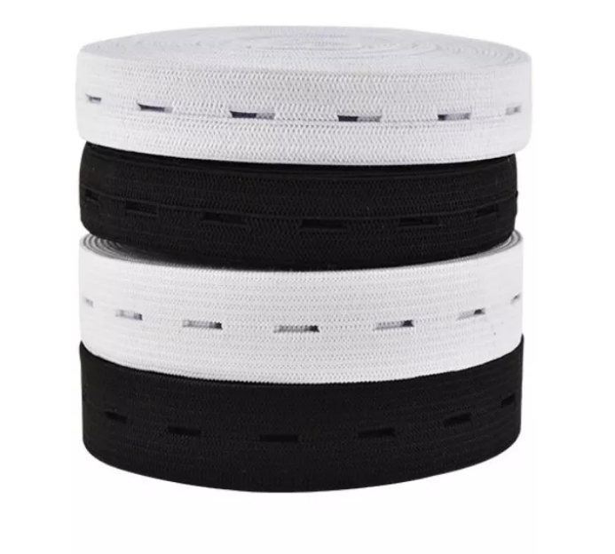 High quality adjustment Knitted Black and white buttonhole elastic belt Crocheted Elastic Belt Elastic Band