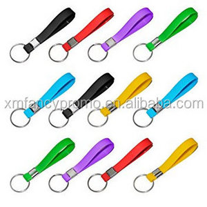 Cheap Advertisement Promotion Silicone Strap Key chain Silicone bracelet key ring