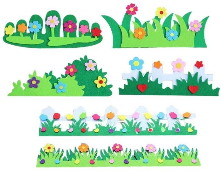 Wall Decorations Kindergarten Children Room Nursery Felt Flower Grass Wall Stickers