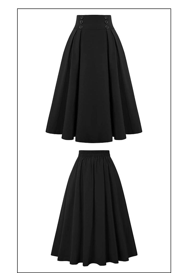 Fengway 2023 S-4XL Plus Size Women Clothing Ladies Swing Buttons Long Skirt Retro High Waist Pleated Skirt